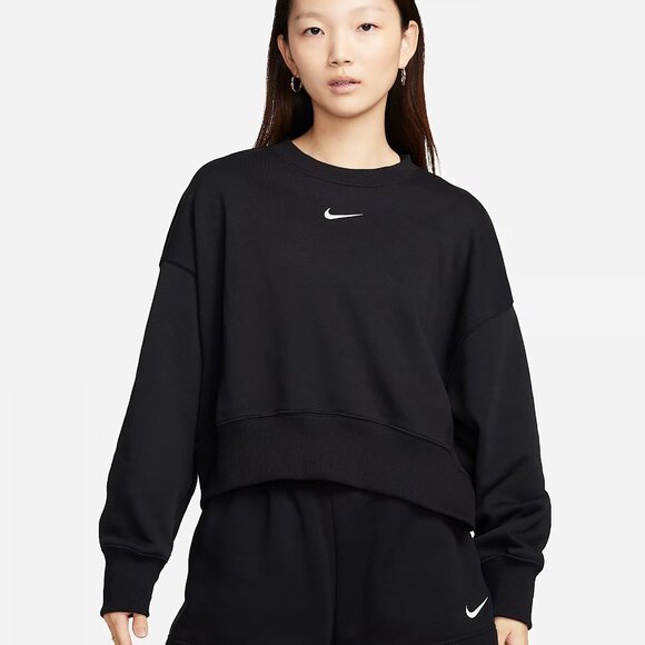 Nike Women's Black Essentials Crew Neck Oversized Pullover Sweatshirt Size M - Picture 1 of 8